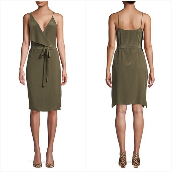 L'AGENCE Dresses & Skirts - L'AGENCE Julieta Olive Silk Wrap Dress NWOT